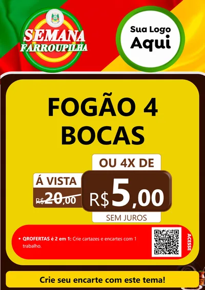 Modelo de Cartaz para Cartaz A4 Vertical com o tema Semana Farroupilha para Móveis e Eletro