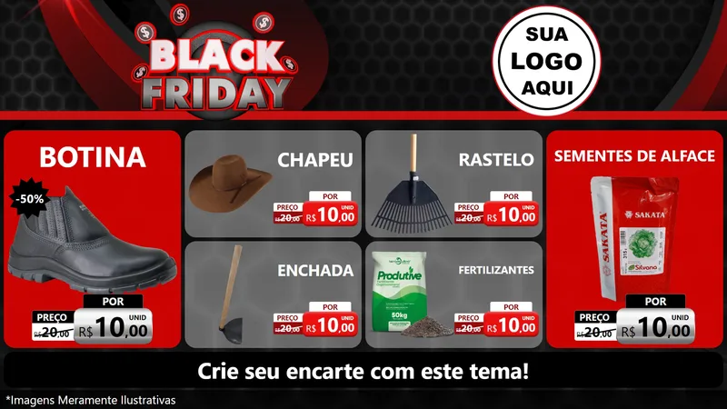 Modelo de TV para TV Horizontal com o tema Black Friday para Agropecuária