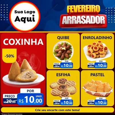 Modelo de Rede Social para Feed Facebook com o tema Fevereiro Arrasador para Salgadaria