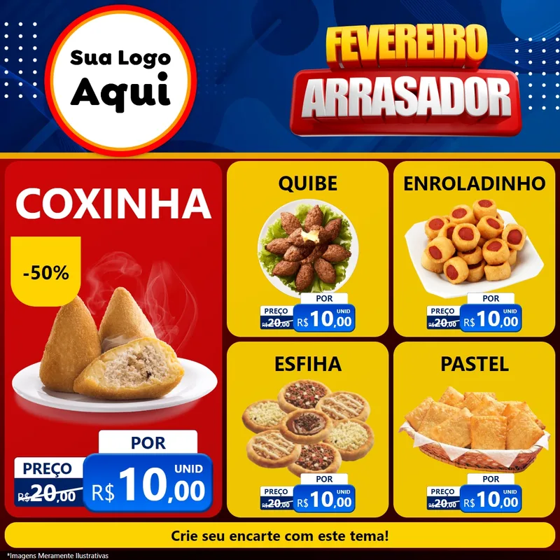 Modelo de Rede Social para Feed Facebook com o tema Fevereiro Arrasador para Salgadaria