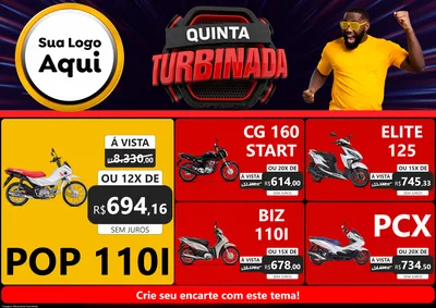 Modelo de Encarte para Encarte A4 Horizontal com o tema Quinta Turbinada para Concessionaria de Motos
