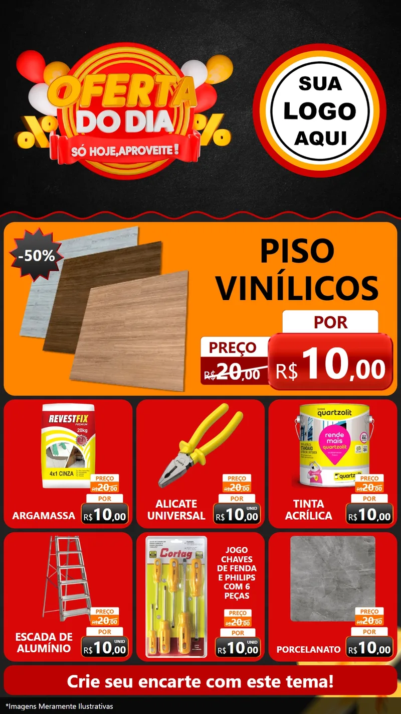 Modelo de Rede Social para Stories com o tema Oferta do Dia - Só hoje, Aproveite! para Material para Construção