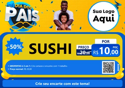 Modelo de Cartaz para Cartaz A4 Horizontal com o tema Dia dos Pais para Comida japonesa