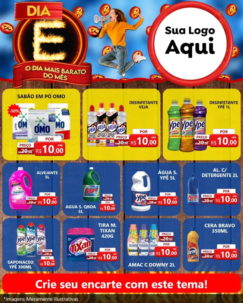 Modelo de Rede Social para Feed Instagram com o tema Dia E - O Dia Mais Barato Do Mês para Produtos de Limpeza
