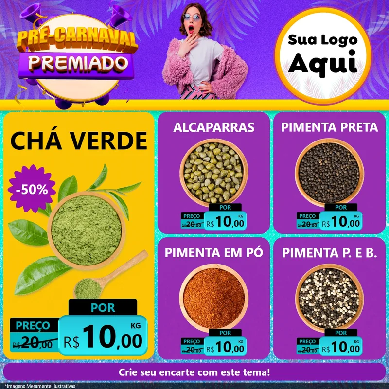 Modelo de Rede Social para Feed Facebook com o tema Pré-Carnaval Premiado para Produtos Naturais