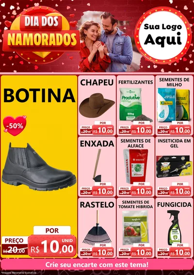 Modelo de Encarte para Encarte A4 Vertical com o tema Dia Dos Namorados para Agropecuária