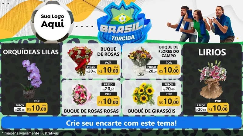 Modelo de TV para TV Horizontal com o tema Brasil Torcida - Copa para Floricultura e jardim