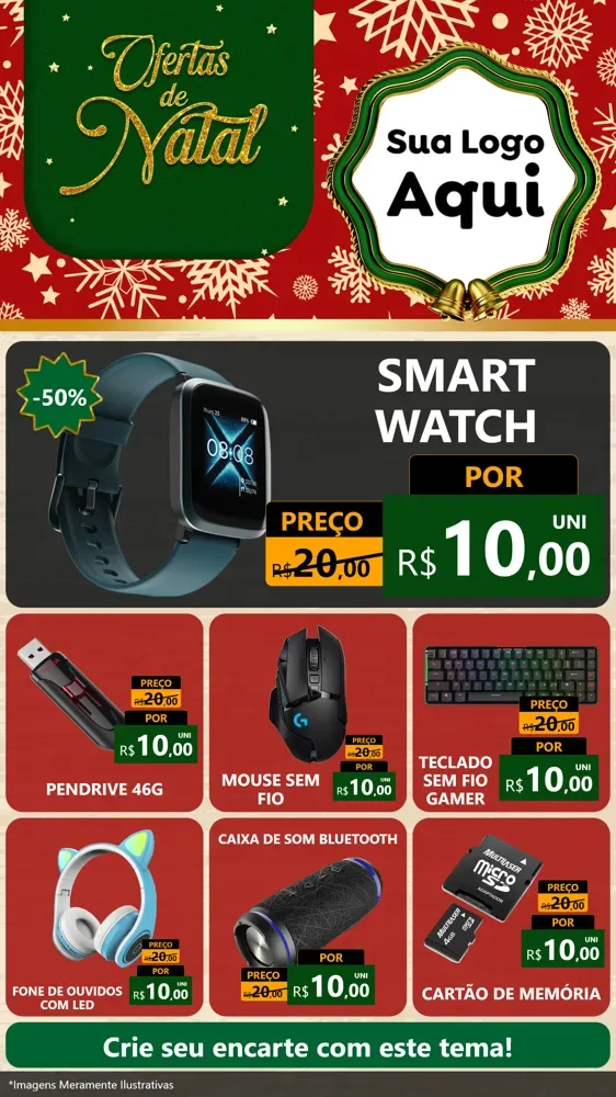 Modelo de Rede Social para Stories com o tema Natal de Ofertas para Informática