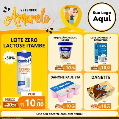 Modelo de Rede Social para Feed Facebook com o tema Setembro Amarelo para Frios e Laticínios