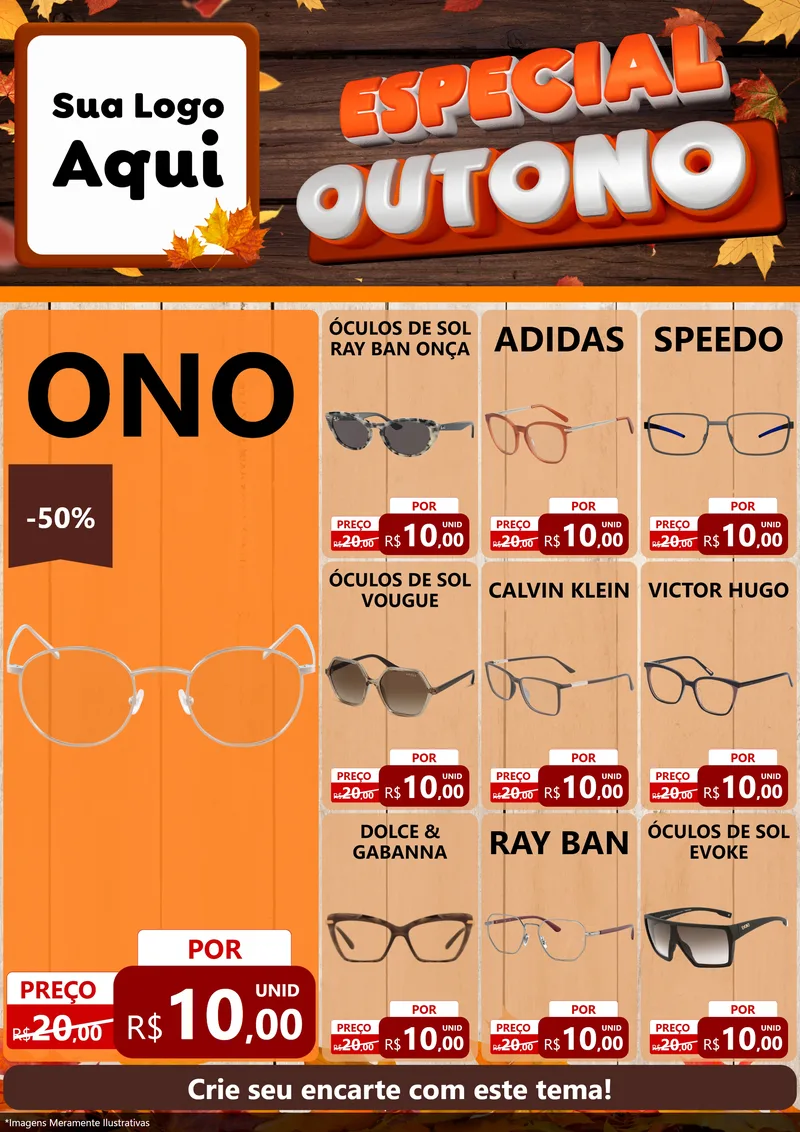 Modelo de Encarte para Encarte A4 Vertical com o tema Especial Outono para Óticas