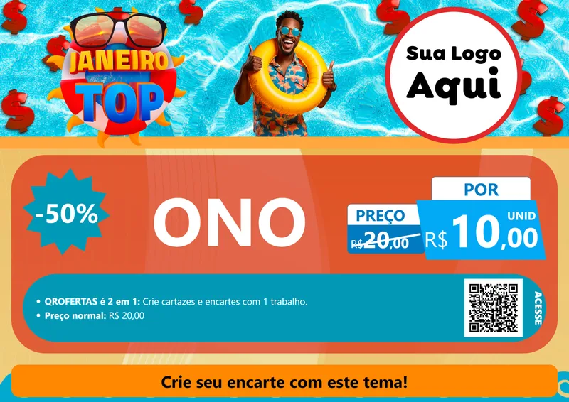 Modelo de Cartaz para Cartaz A4 Horizontal com o tema Janeiro Top para Óticas