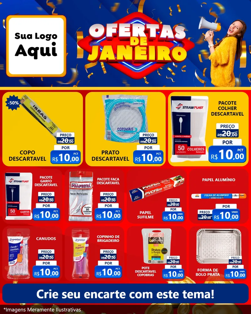 Modelo de Rede Social para Feed Instagram com o tema Ofertas de Janeiro para Embalagens