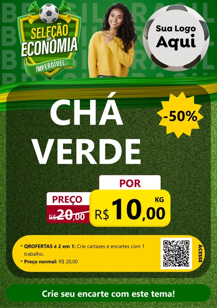 Modelo de Cartaz para Cartaz A4 Vertical com o tema Seleção de Economia - Copa para Produtos Naturais