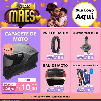 Modelo de Rede Social para Feed Facebook com o tema Dia das Mães para Moto peças