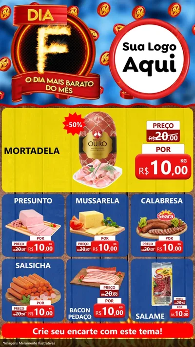 Modelo de Rede Social para Stories com o tema Dia F - O Dia Mais Barato Do Mês para Frios e Laticínios