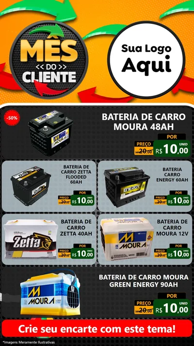 Modelo de TV para TV Vertical com o tema Mês do Cliente para Baterias Elétricas