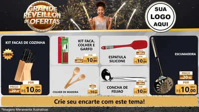 Modelo de TV para TV Horizontal com o tema Grande Réveillon de Ofertas para Utilidades Domésticas