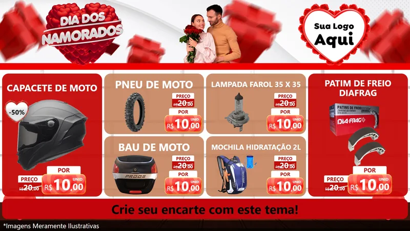 Modelo de TV para TV Horizontal com o tema Dia dos Namorados para Moto peças