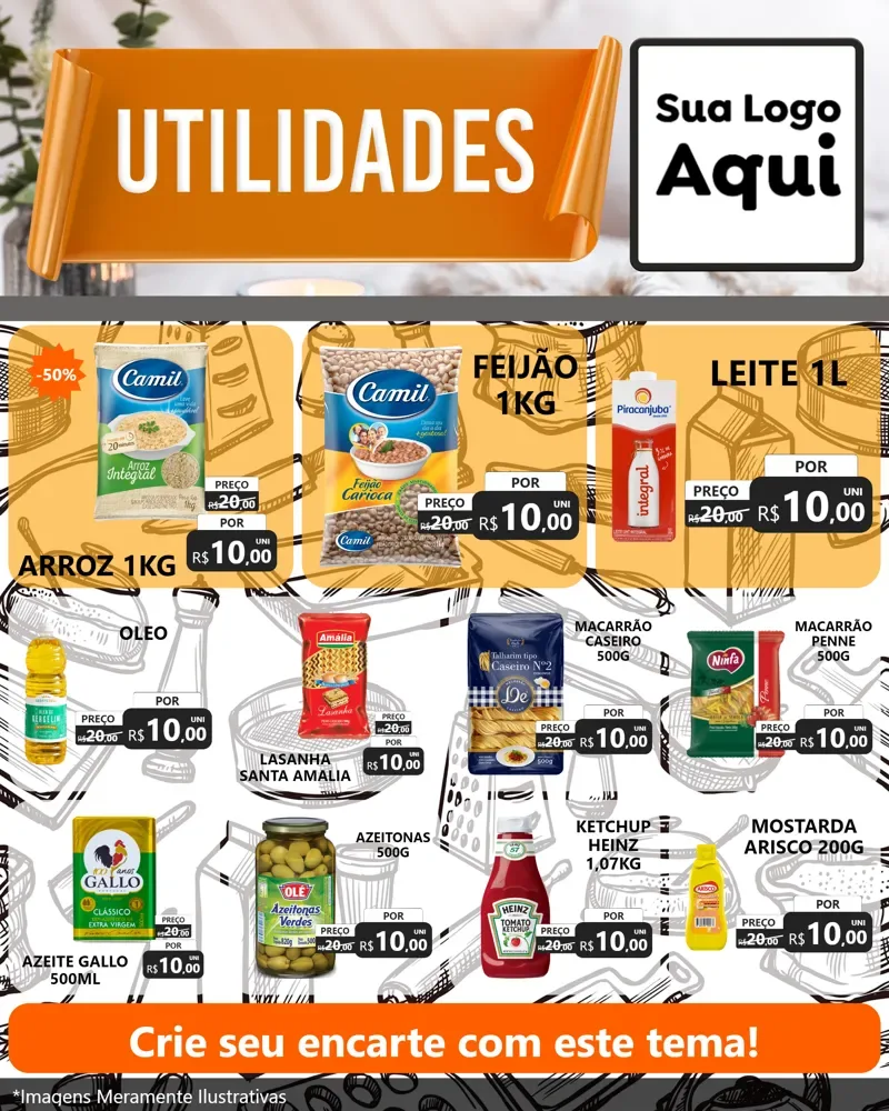 Modelo de Rede Social para Feed Instagram com o tema Utilidades para Supermercado