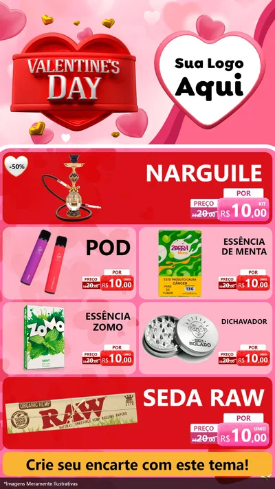Modelo de TV para TV Vertical com o tema Valentine's Day para Tabacaria