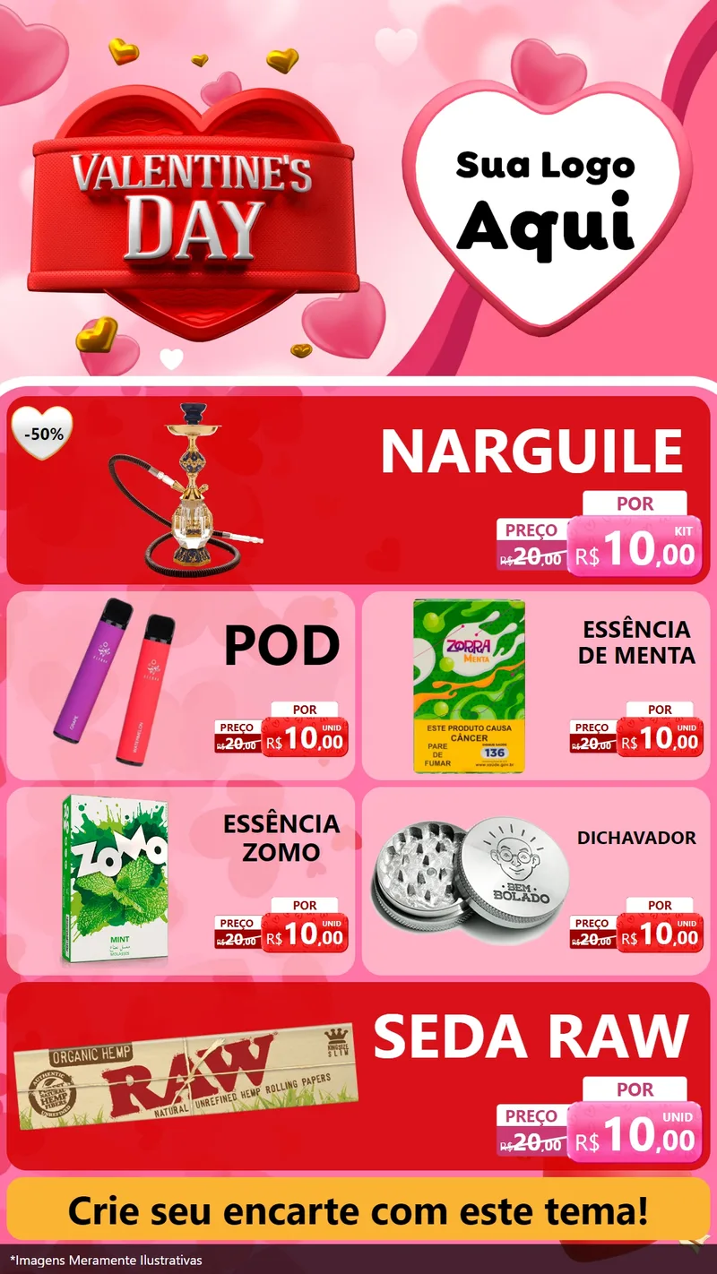 Modelo de TV para TV Vertical com o tema Valentine's Day para Tabacaria