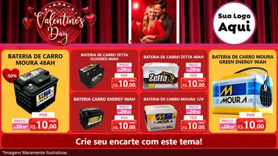 Modelo de TV para TV Horizontal com o tema Valentine's Day para Baterias Elétricas
