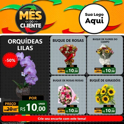 Modelo de Rede Social para Feed Facebook com o tema Mês do Cliente para Floricultura e jardim