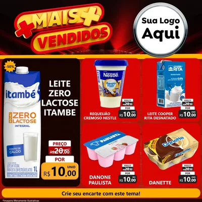 Modelo de Rede Social para Feed Facebook com o tema Mais Vendidos para Frios e Laticínios