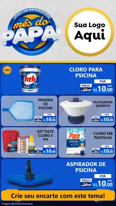Modelo de TV para TV Vertical com o tema Ofertas Imperdíveis Mês Do Papai para Produtos para Piscina