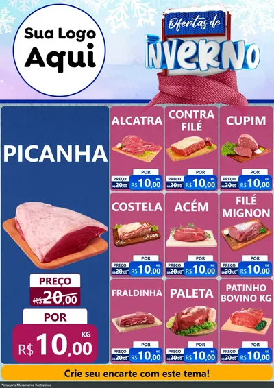 Modelo de Encarte para Encarte A4 Vertical com o tema Ofertas de Inverno para Açougue