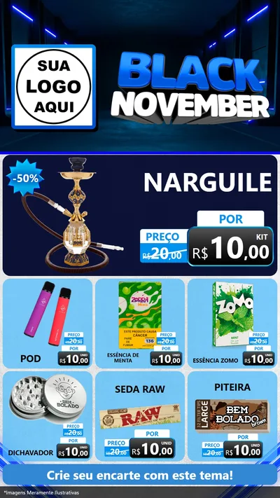 Modelo de Rede Social para Stories com o tema Black November para Tabacaria