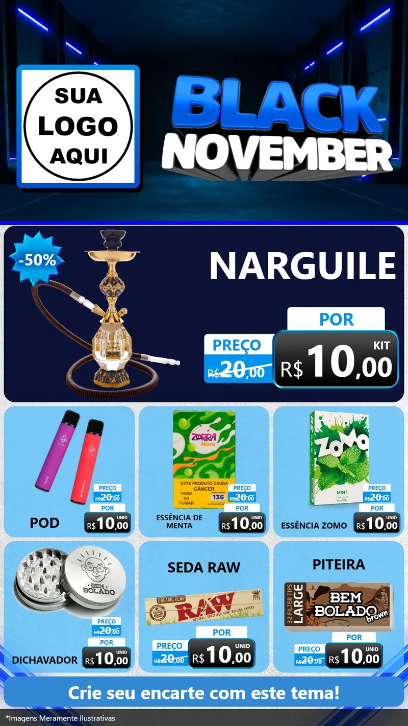 Modelo de Rede Social para Stories com o tema Black November para Tabacaria
