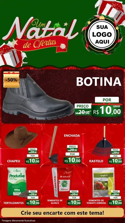Modelo de Rede Social para Stories com o tema Um Natal de Ofertas para Agropecuária