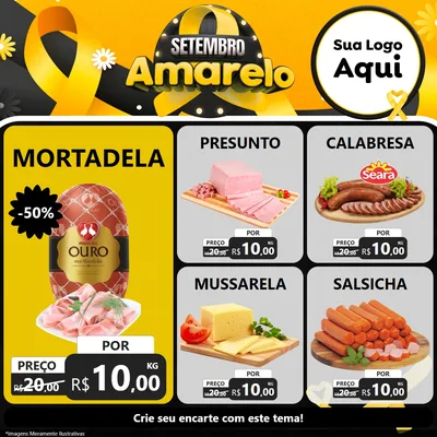 Modelo de Rede Social para Feed Facebook com o tema Setembro Amarelo para Frios e Laticínios