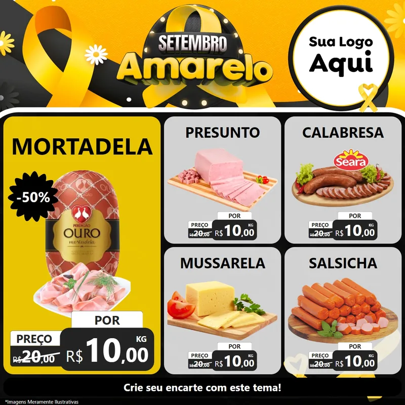 Modelo de Rede Social para Feed Facebook com o tema Setembro Amarelo para Frios e Laticínios