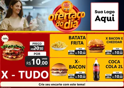 Modelo de Encarte para Encarte A4 Horizontal com o tema Ofertaço Do Dia para Hamburgueria