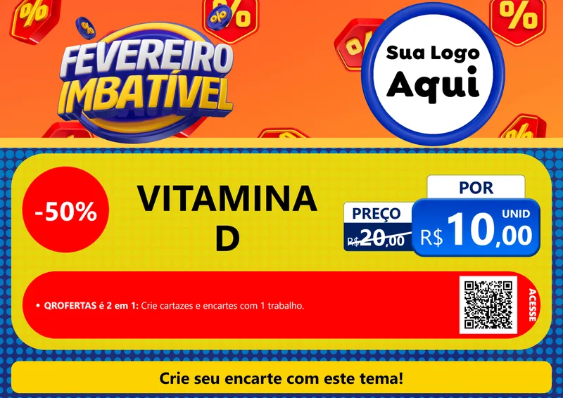 Modelo de Cartaz para Cartaz A4 Horizontal com o tema Fevereiro Imbatível para Farmácia
