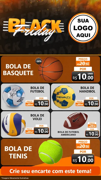 Modelo de TV para TV Vertical com o tema Black Friday para Artigos Esportivos