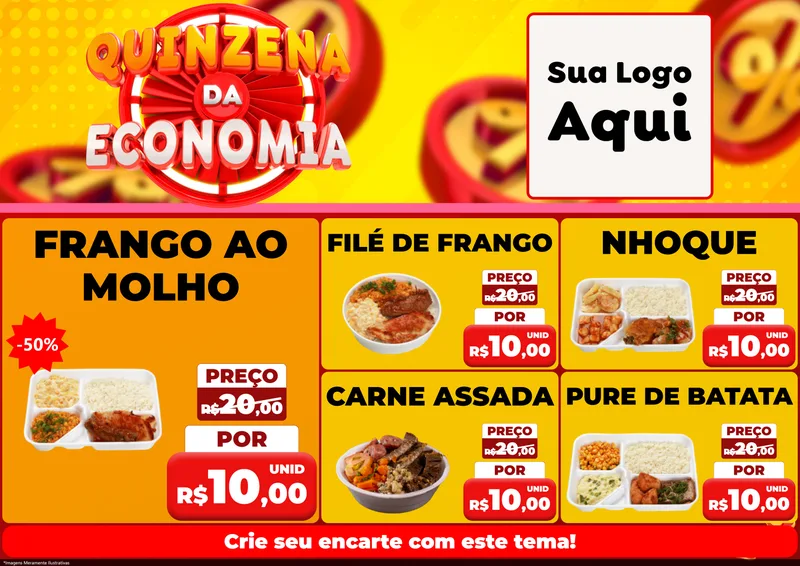 Modelo de Encarte para Encarte A4 Horizontal com o tema Quinzena Da Economia para Restaurante