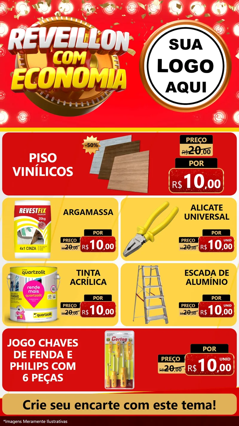 Modelo de TV para TV Vertical com o tema Réveillon com Economia para Material para Construção
