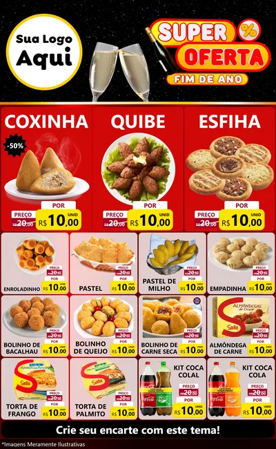 Modelo de Encarte para Encarte Grande com o tema Super Oferta Fim de Ano para Salgadaria