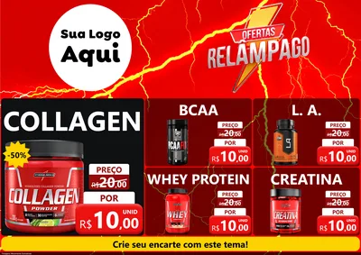 Modelo de Encarte para Encarte A4 Horizontal com o tema Ofertas Relâmpago para Suplementos alimentares