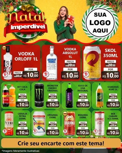 Modelo de Rede Social para Feed Instagram com o tema Natal Imperdível para Distribuidora de bebidas