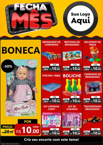 Modelo de Encarte para Encarte A4 Vertical com o tema Fecha Mês para Brinquedos