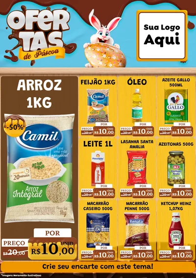 Modelo de Encarte para Encarte A4 Vertical com o tema Ofertas de Páscoa para Supermercado