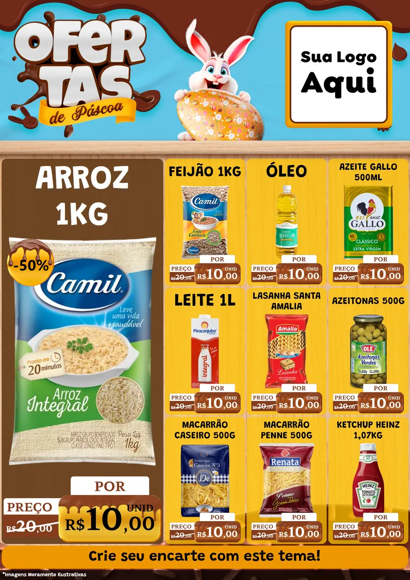 Modelo de Encarte para Encarte A4 Vertical com o tema Ofertas de Páscoa para Supermercado
