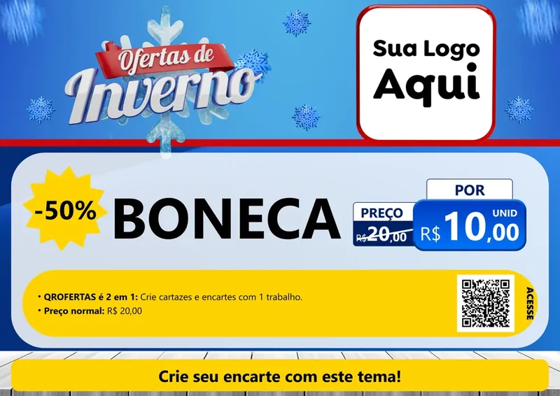Modelo de Cartaz para Cartaz A4 Horizontal com o tema Ofertas de Inverno para Brinquedos