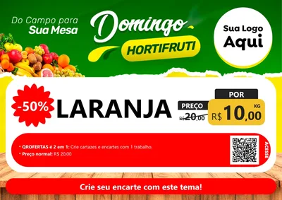 Modelo de Cartaz para Cartaz A4 Horizontal com o tema Domingo hortifruti para Hortifrúti