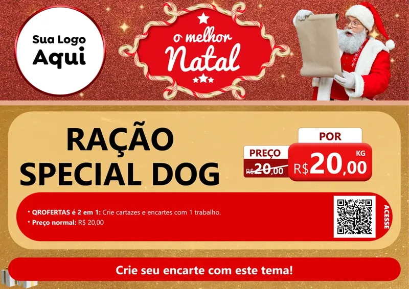 Modelo de Cartaz para Cartaz A4 Horizontal com o tema O Melhor Natal para Pet Shop