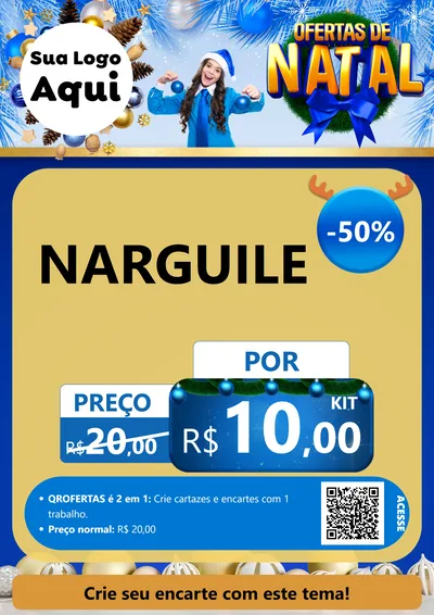 Modelo de Cartaz para Cartaz A4 Vertical com o tema Ofertas de Natal para Tabacaria